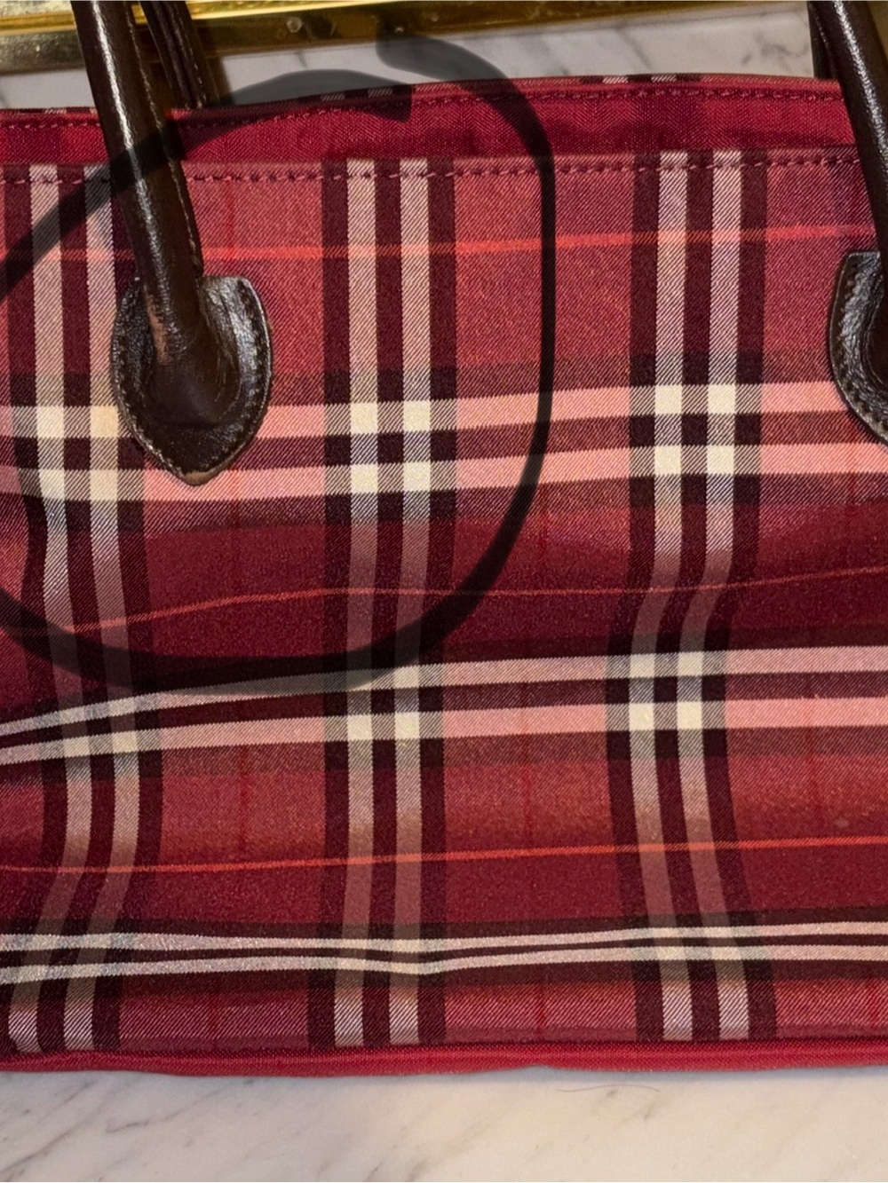 Burberry Blue Label House Tote Red and Brown Plaid with COA & Lg Wallet - Picture 4 of 16
